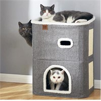 CATBOAT 2-Storey Cat House for Indoor Cats Bed, Co