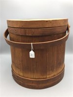 Very large antique wooden firkin bucket