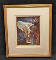 Framed Original Oil On Canvas Lin Zheng Ballerina