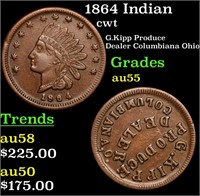 1864 Indian cwt Grades Choice AU