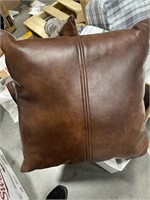 2 faux leather throw pillows
