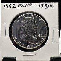 1962 PROOF FRANKLIN SILVER HALF DOLLAR