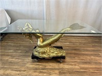 Bronze Nude Mermaid Base Glass Top Table