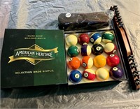 American Heritage billiard balls, plus