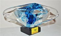 Art Glass Blue Swirl Centerpiece