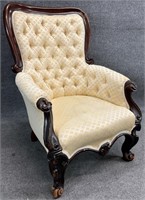Antique Button Tufted Arm Chair