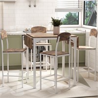 5Pc Counter Height Drop Leaf Dining Table Set