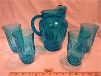 Anchor Hocking Blue Glass Colonial Tulip Laser