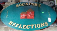 "ROCKPORT REFLECTIONS" OVAL WOOD SIGN 25x14