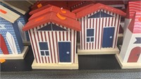15 Red White and Blue Wooden Houses