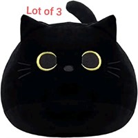 Lot of 3 Black Cat Plush Toy 16'' Black Cat Pillow
