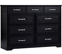 Modern 9 Drawer Double Dresser, Wooden Chest with