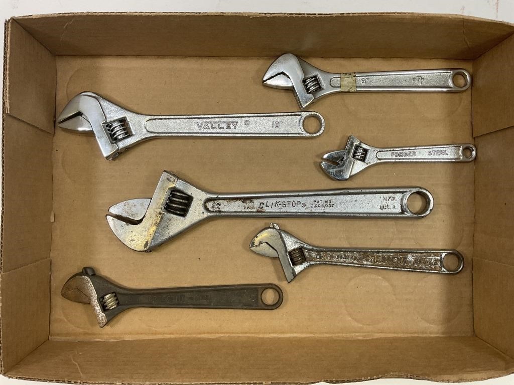 lot of 6 adjustable wrenches