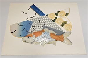 COLOR LITHO SIGNED TITLED "IN PRAISE OF THE CARP"