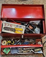 TOOL BOX W/ ASSTD ELECTRICAL & OTHER TOOLS