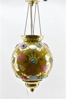 Vintage Painted Glass Bohemian Globe Lantern