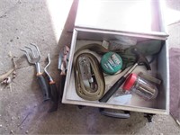 strap,hammer & garden tools