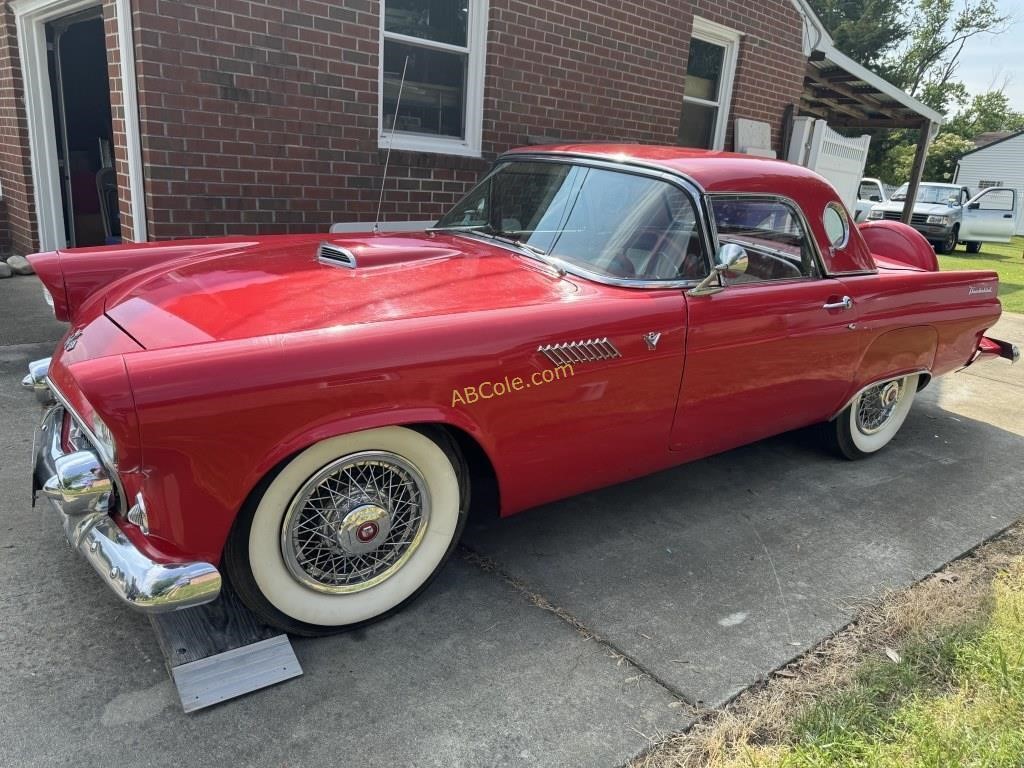 Red 1955 Ford Thunderbird Convertible and