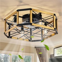 21'' Flush-Mount Ceiling Fan with Dimmable-Light