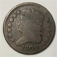 1809 1/2 CENT G-VG  OLD CLEANING