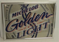 Framed Michelob Golden Light beer mirror.
