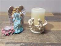 Avon Angel Candleholder and Cherub Candleholder.