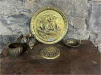 COLLECTION OF BRASS TONED DECOR PIECES