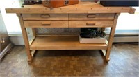 Maple 4 Drawer Workbench with Shelf Below