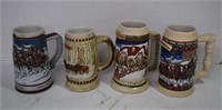 Four Large Budweiser Clydesdale Steins