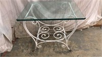 Rustic White Glass Top Table Q7C