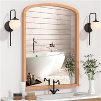 30"x40" Wood Arch Mirror for Bathroom Vanity