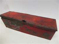 ANTIQUE RED METAL TRACTOR BOX