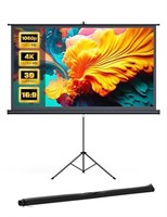4k HD 16:9 Projector Screen and Stand 100in.