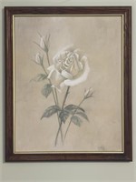 White Rose Framed Wall Decor 22 1/2” x 18 1/2”