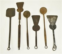 Six Early Wrought Iron Hearth / Kitchen Utensils