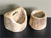 Two Petrified Wood Container Basins