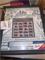 FRAMED AND MATTED TRAIN STAMPS