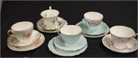 Collection four English teacup trios