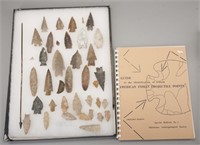 Collection of 38 Flint Arrowheads, points & spear
