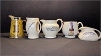 5 WHISKY WATER JUGS INCLUDES BULLDOG,