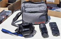VINTAGE CANON A-1 CAMERA IN BAG WITH EXTRAS