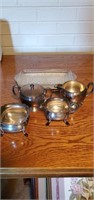 Silver-plated pieces and a small tray