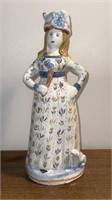 Vintage Portugal Ceramic Figural Woman Decanter