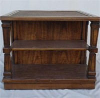Wooden End Table w/Cupboard & Shelves