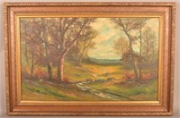 V. Shearer Oil on Canvas Autumn Landscape Painting