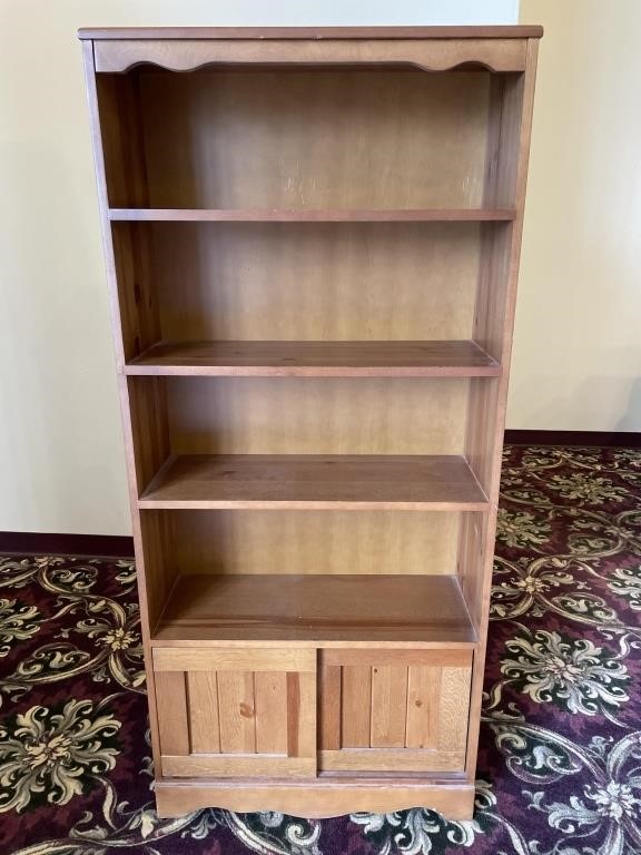 Wood Book Shelf w. Enclosed Storage (F)