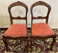 Victorian Style Wood & Velvet Side Chairs (2)