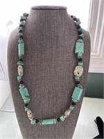22 inches long turq color beaded necklace