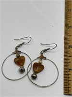 silver tone heart earrings