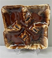 McCoy Pottery Squared Brown Drip Ashtray